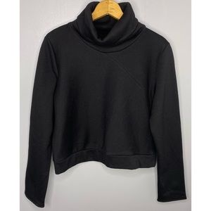 ALO YOGA Black Soleil Cropped Cowl Neck Turtleneck Hoodie